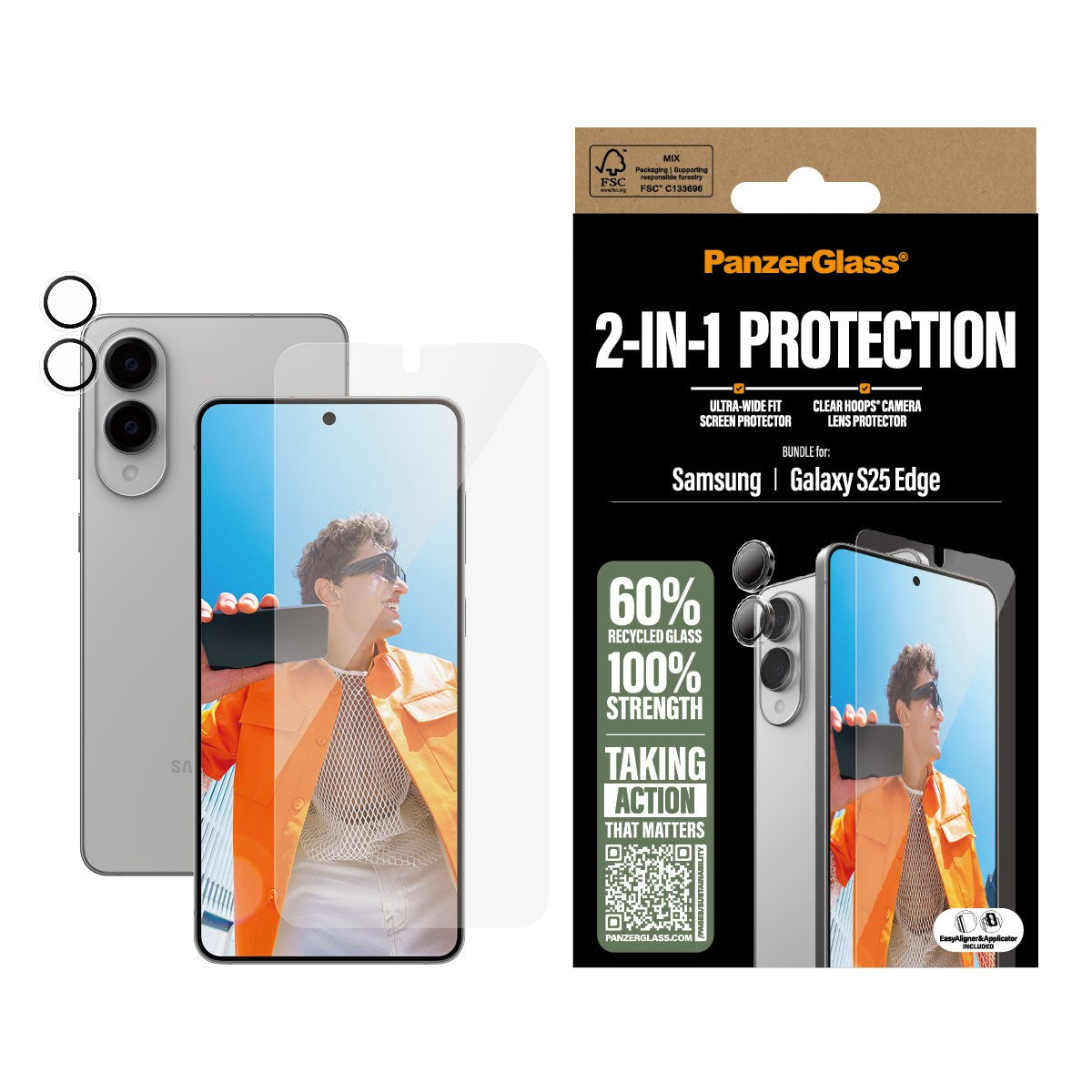 PanzerGlass® 2-i-1 Pakke Samsung S25 Edge